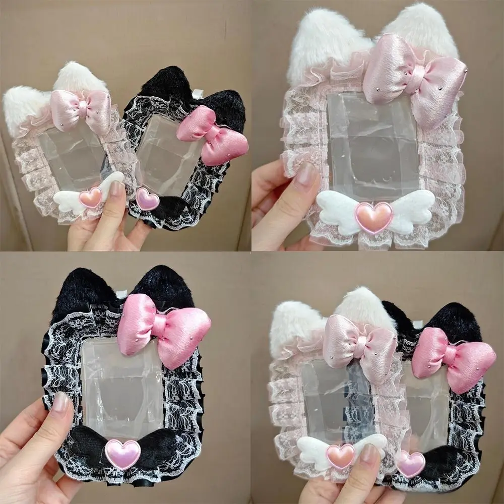 Cute  Photocard Case Sweet DIY  Card Holder Anime Cat Lace Photocard Case Lolita Idol Display Photo Protector Case