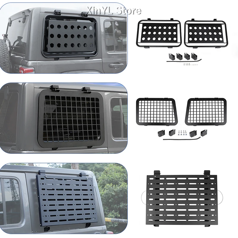 Car Rear Window Glass Armor Protective Frames Foldable Storage Shelf Kit For Jeep Wrangler JL 2018 Up Exterior Accessories
