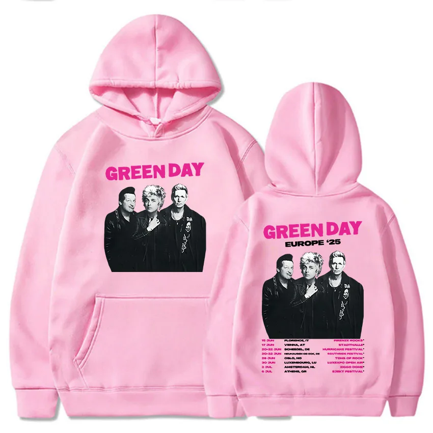 Band Green Day Europe '25 Hoodies Hip Hop Fashion Unisex Streetwear Hooded Long Sleeve Men/Women Sudaderas Hombre Heavy Mental