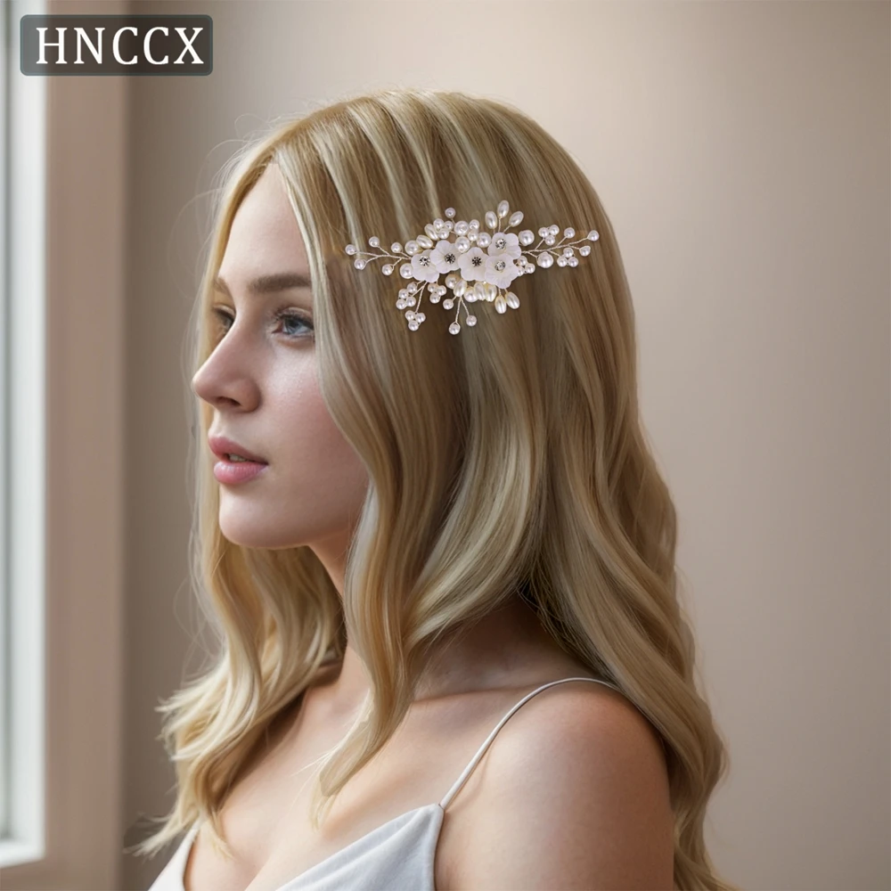 Rhinestone Flower Hairpiece Handmade Wedding Hair Comb Pearls Woman Party Hairpiece Hair Accessories Latest CP162