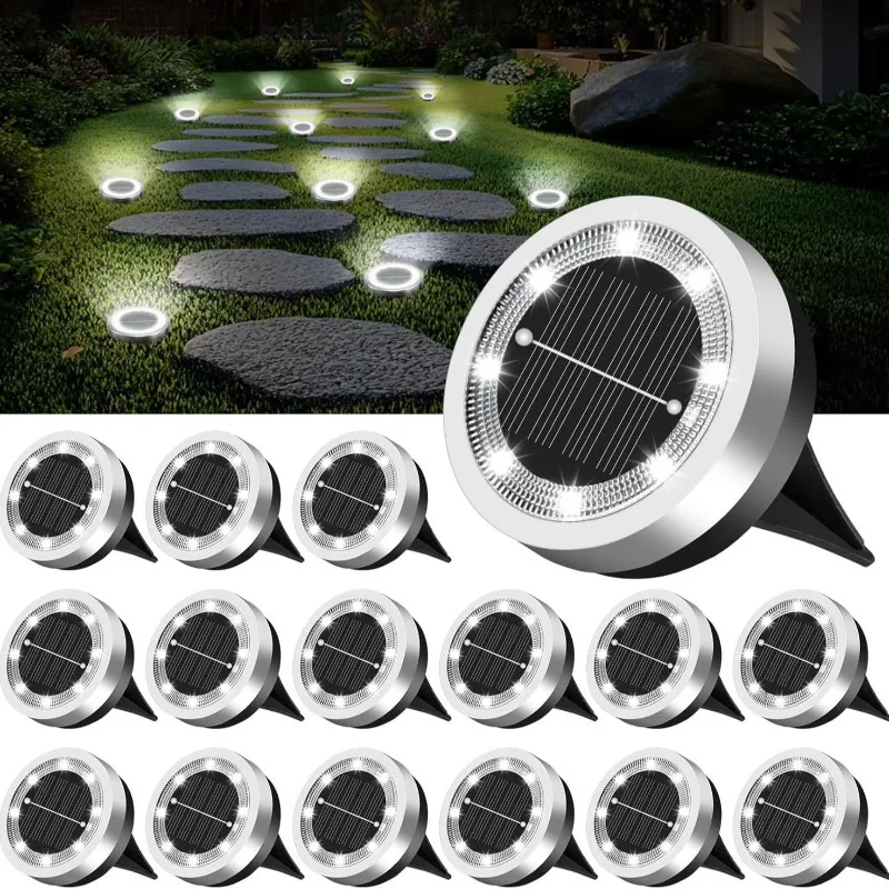 8/16 Sets Solar Ground Lights, Solar-Powered Path Lights, Automatic On/Off, Easy to Install, Warm White and Cool White Light