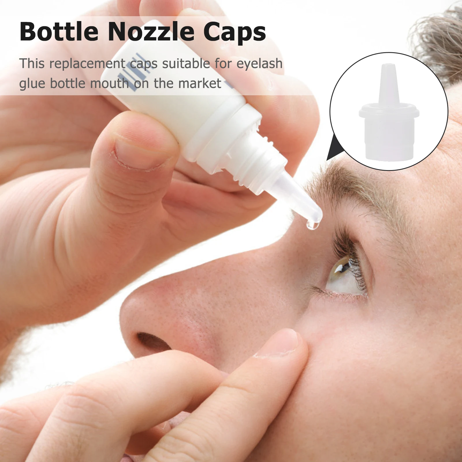 100 個まつげ接着剤ボトルプラグ交換キャップエクステンション接着剤ボトルチップに適したサロン使用交換キャップ