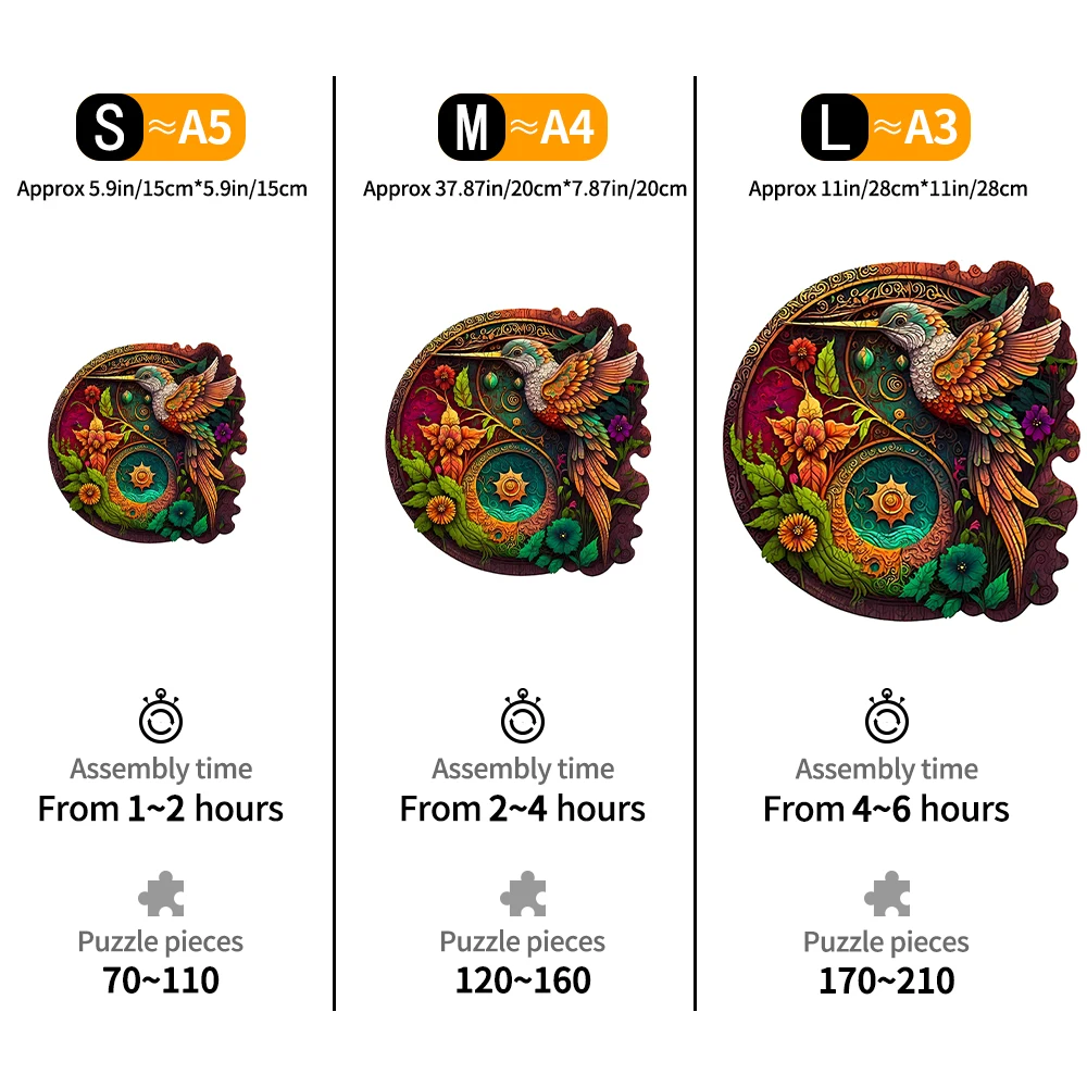 Jigsaw PuzzleHummingbird Disc Wooden Colorful, Alien Shape Animal Jigsaw Puzzle Adult Stress Relief Super Difficult EducationaL