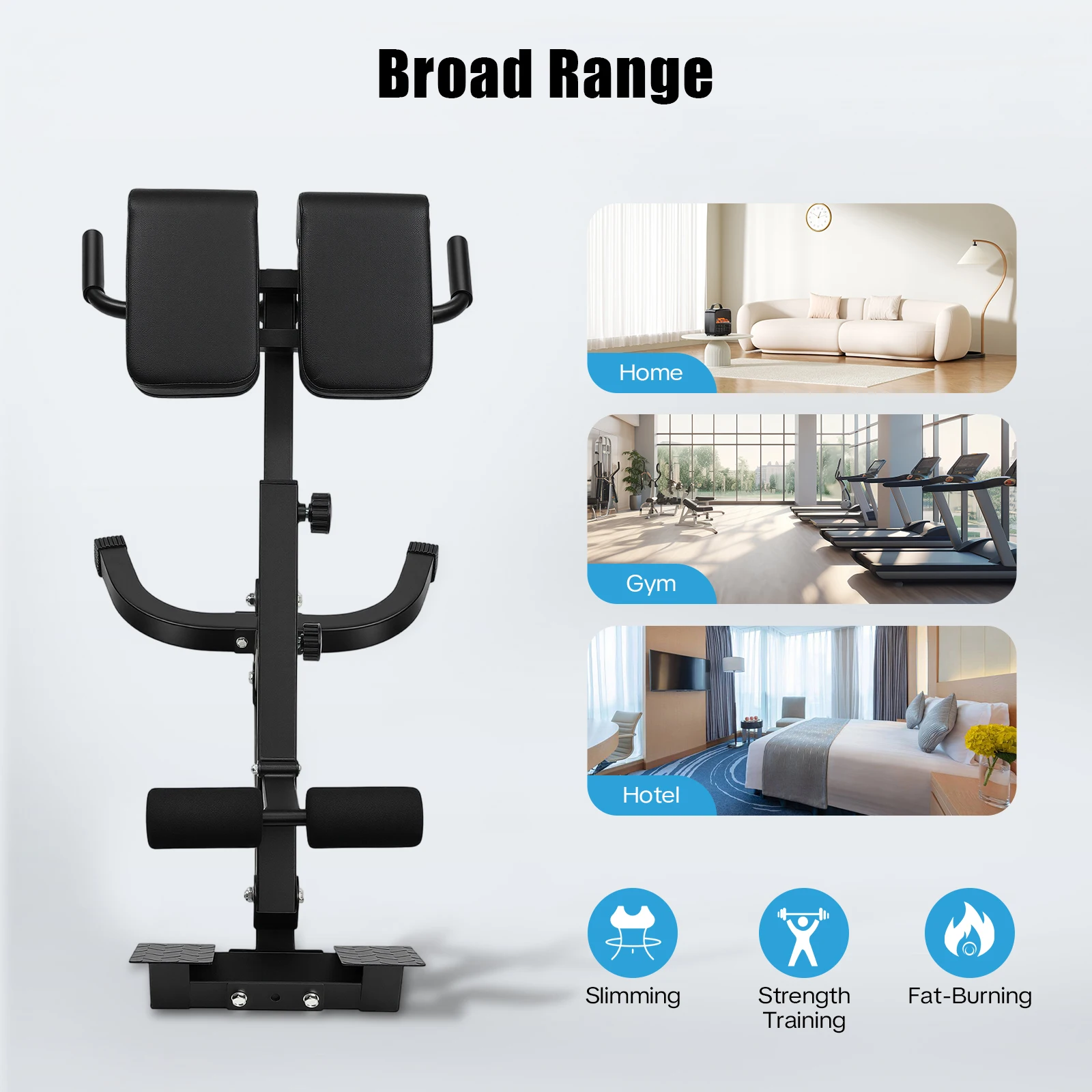 

5-Position Adjustable Multi-Functional Exercise Bench, Roman Chair Back Extension Ab Sit Up Flat Decline Bench, 150KG Load Home
