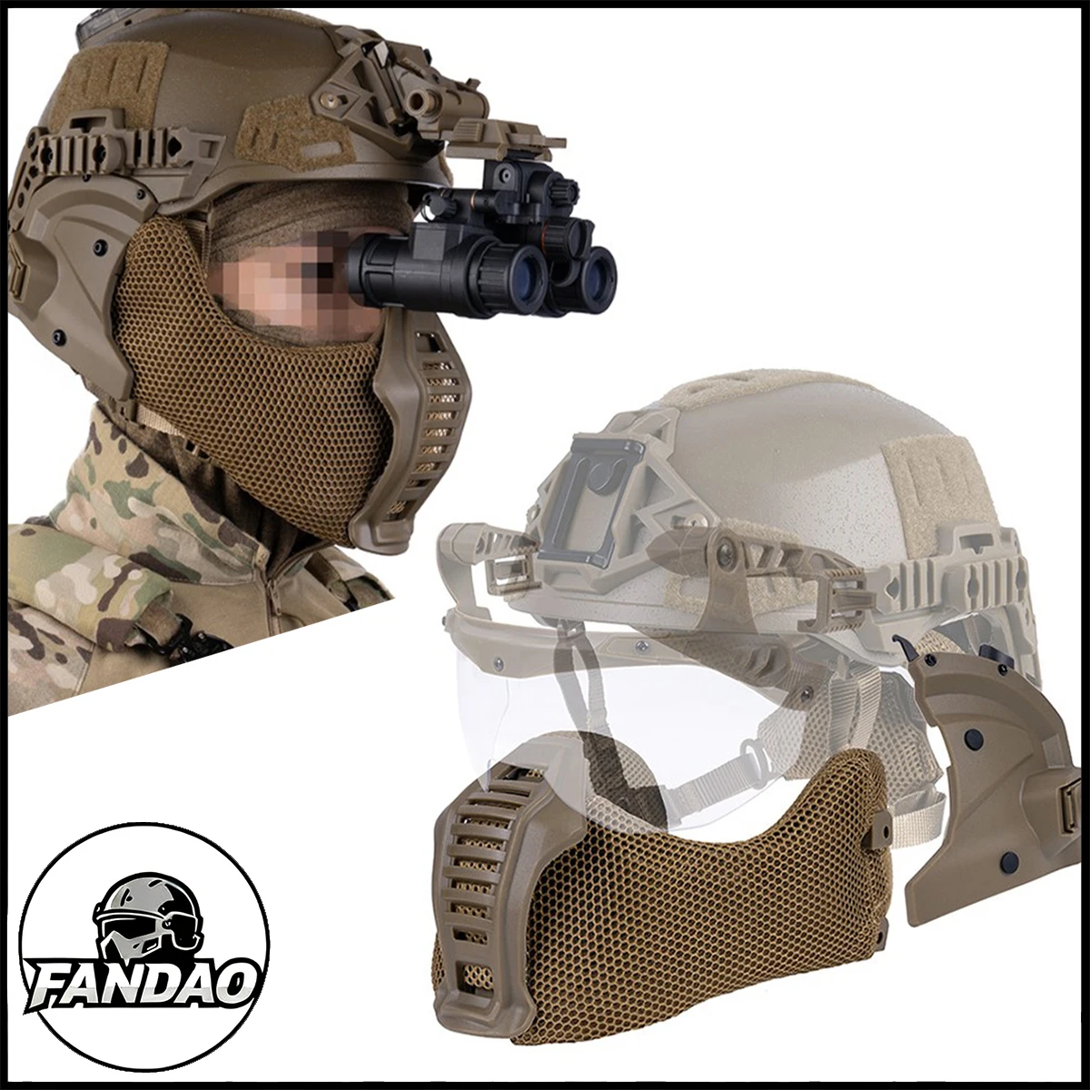 درع حماية الأذن التكتيكي الفك السفلي في الهواء الطلق Airsoft الألوان اطلاق النار CS لعبة واقية درع الوجه لخوذة ويندي #1