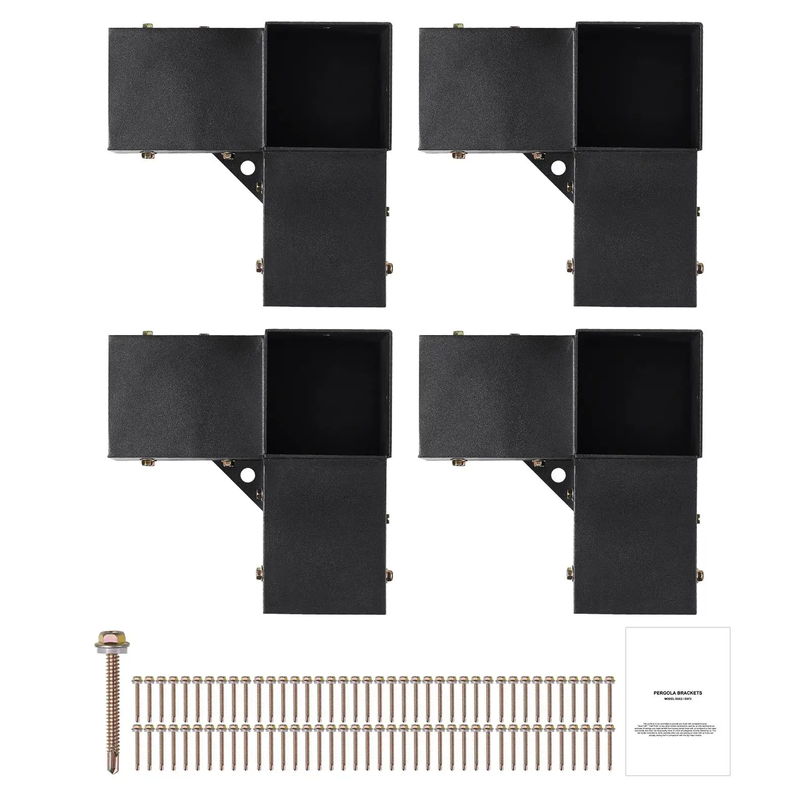 4pcs 4''x4'' Pergola Bracket Kit Inner Size 3.6x3.6 3 Way Heavy Duty Corner Connector for Wooden Posts Gazebo Patio Pergola and Outdoor Beams