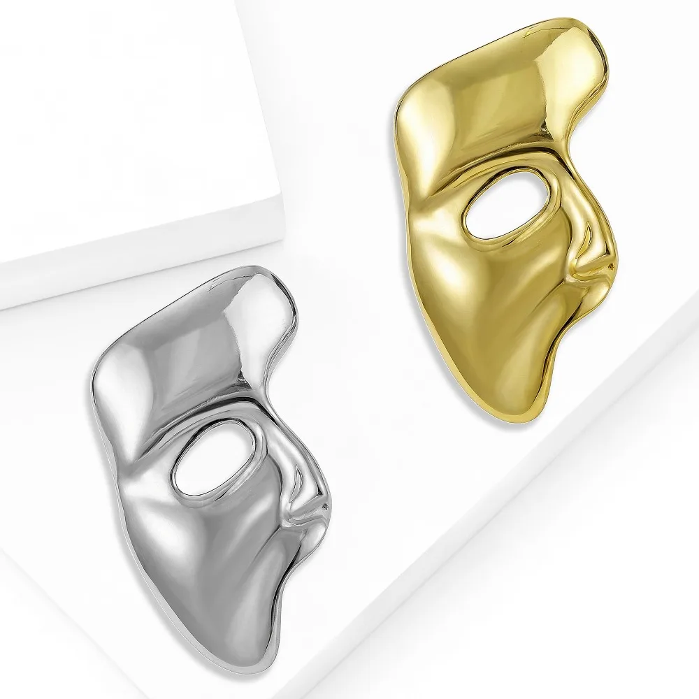 Personalized Design Stainless Steel Half Face Mask Brooch Versatile Clothing Accessory for Men and Women Chest Flower Jewelry