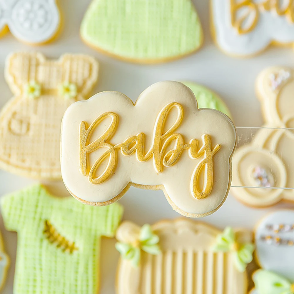 Baby Shower Cake Decorating Tools Cookie Press Stamp Embosser Biscuit Cutter Fondant Sugarcraft Cookie Cutters Mold Cake Mould