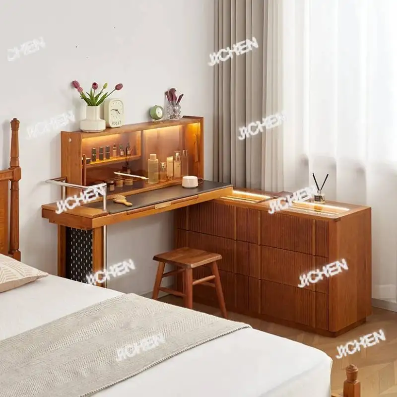 

HQC складной выходной стеклянный туалетный столик деревянный женский коричневый ящик для хранения комод для макияжа роскошный скандинавский парик мебель для спальни