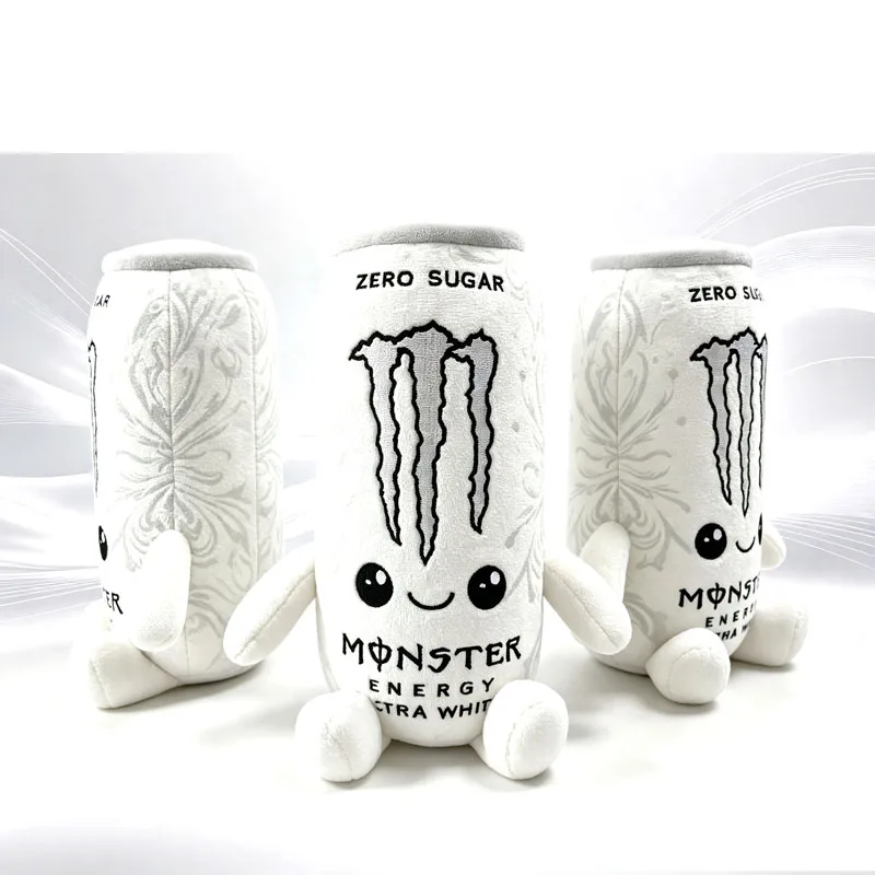New anime character plush toy, Monster Energy zero-sugar ultra-white energy drink-themed doll, cute pillow toy for Christmas