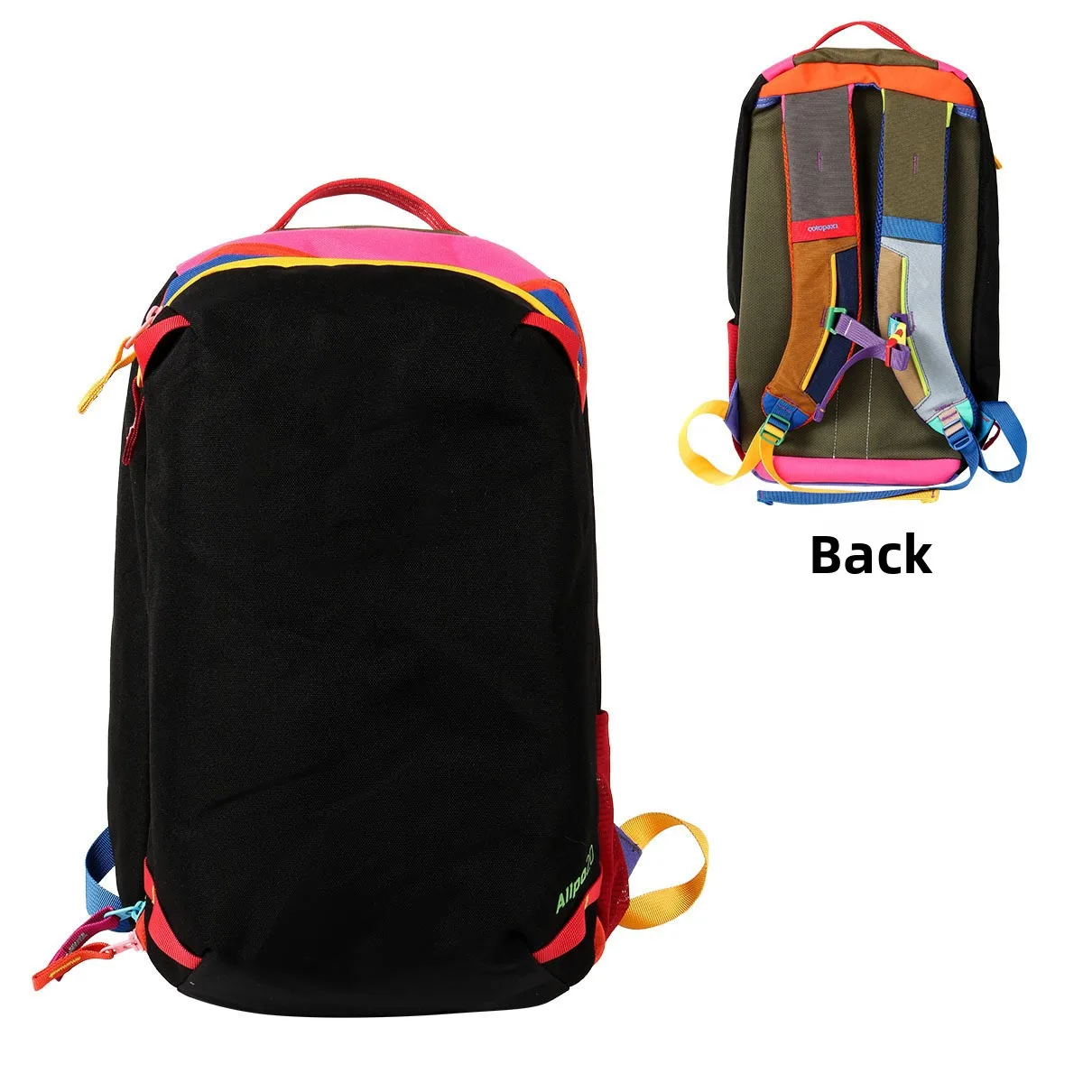 Dopamine Color Block Nylon Backpack Lightweight Casual Student Rucksack For Outdoor Travel Daily Use