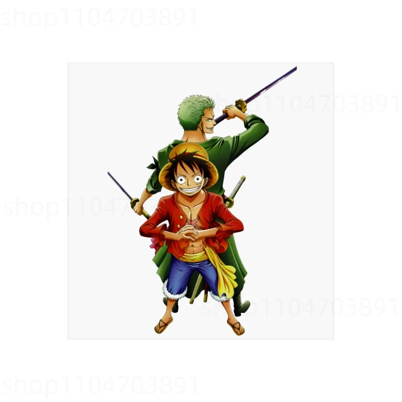 One Pieces Heat Transfer Sticker Anime Figures Luffy Zoro DIY Iron on Stickers Clothes Tshirt Pant Hoodie Bags Decor Applique view 4