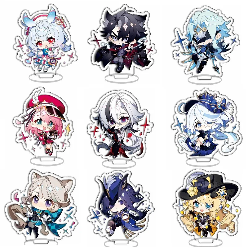 Hot Game Genshin Acrylic Keychain Cartoon Figures Mona Sucrose Barbatos Accessories Backpack Keyring Pendant Decorations