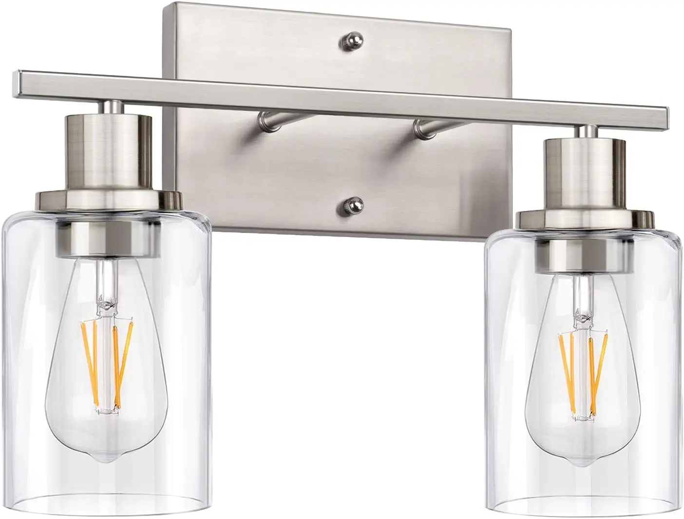 Bathroom Light Fixtures, Modern Vanity Lights with Clear Glass Shade, Brushed Nickel Bathroom Vanity Light Over Mirror