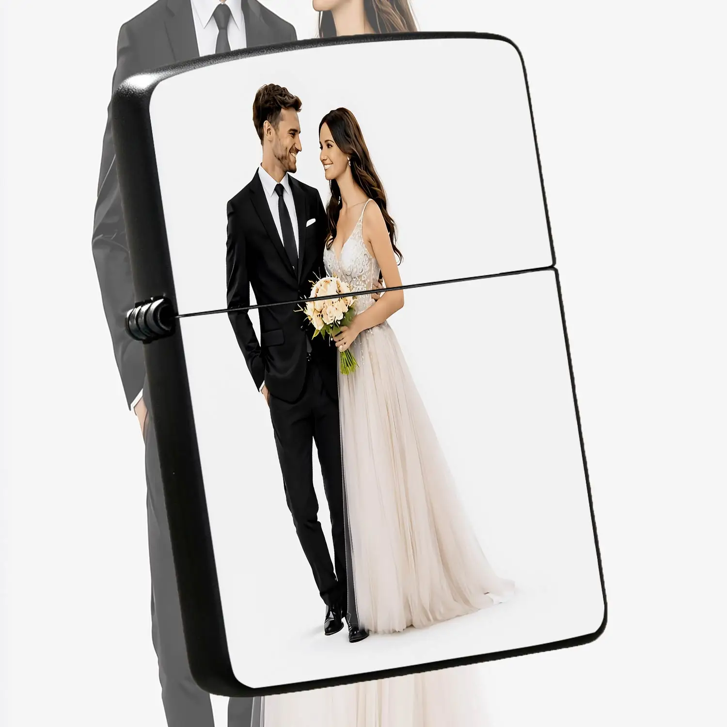Exquisite Romantic Newlywed Couple Printed Lighter, Elegant Wedding Commemorative Daily Dating Multi-Scene Applicable, Delicate Practical Companion Gift, Great Vibe Ceremony Sense Must-Have, Ideal Present For Friends Fa A Humorous And Inter