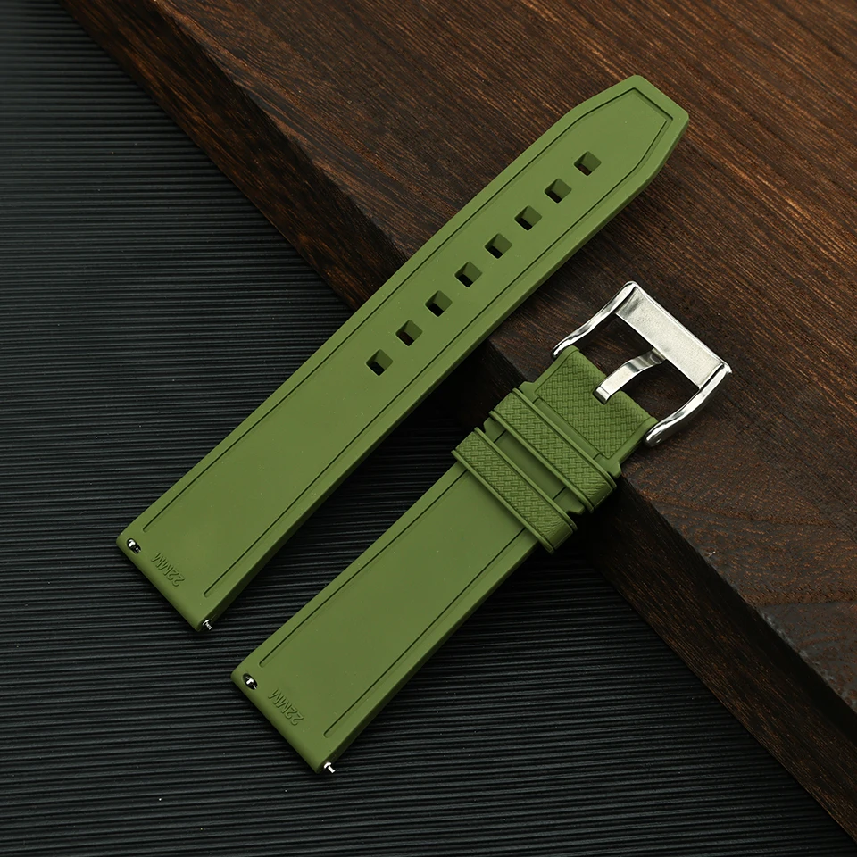 Großhandel Modische Sport-Uhrenarmbänder mit Schnellverschluss, Vulkanisierter Gummi, 20mm 22mm FKM Uhrenarmband – Detail 7