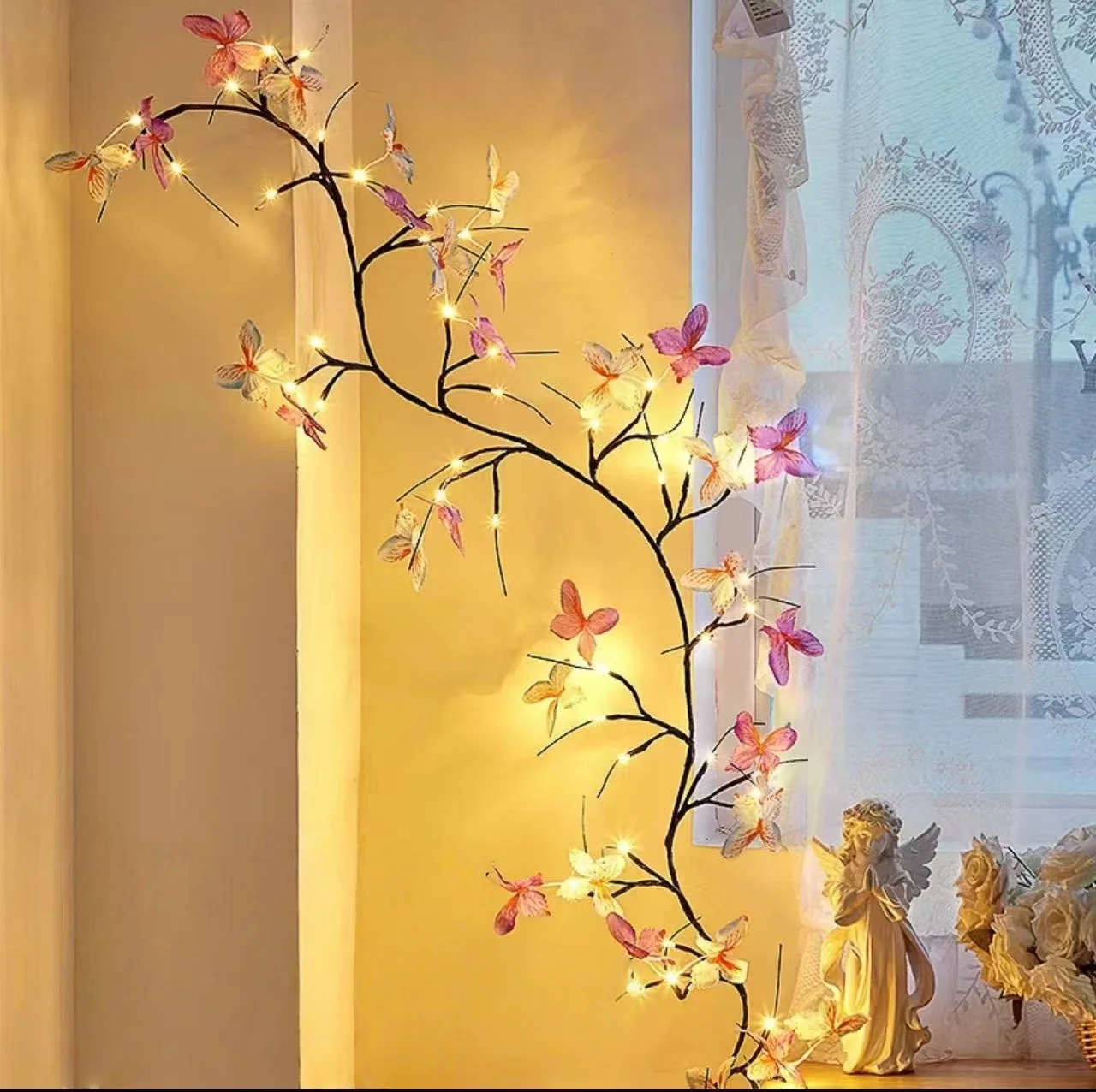1PC96 ไฟ LED ยาว 1.8 เมตรผีเสื้อดอกไม้ VINE Light สามารถ Bent ได้อย่างอิสระและรูปทรง, LED Luminous Tree Light ห้องนอนห้อง