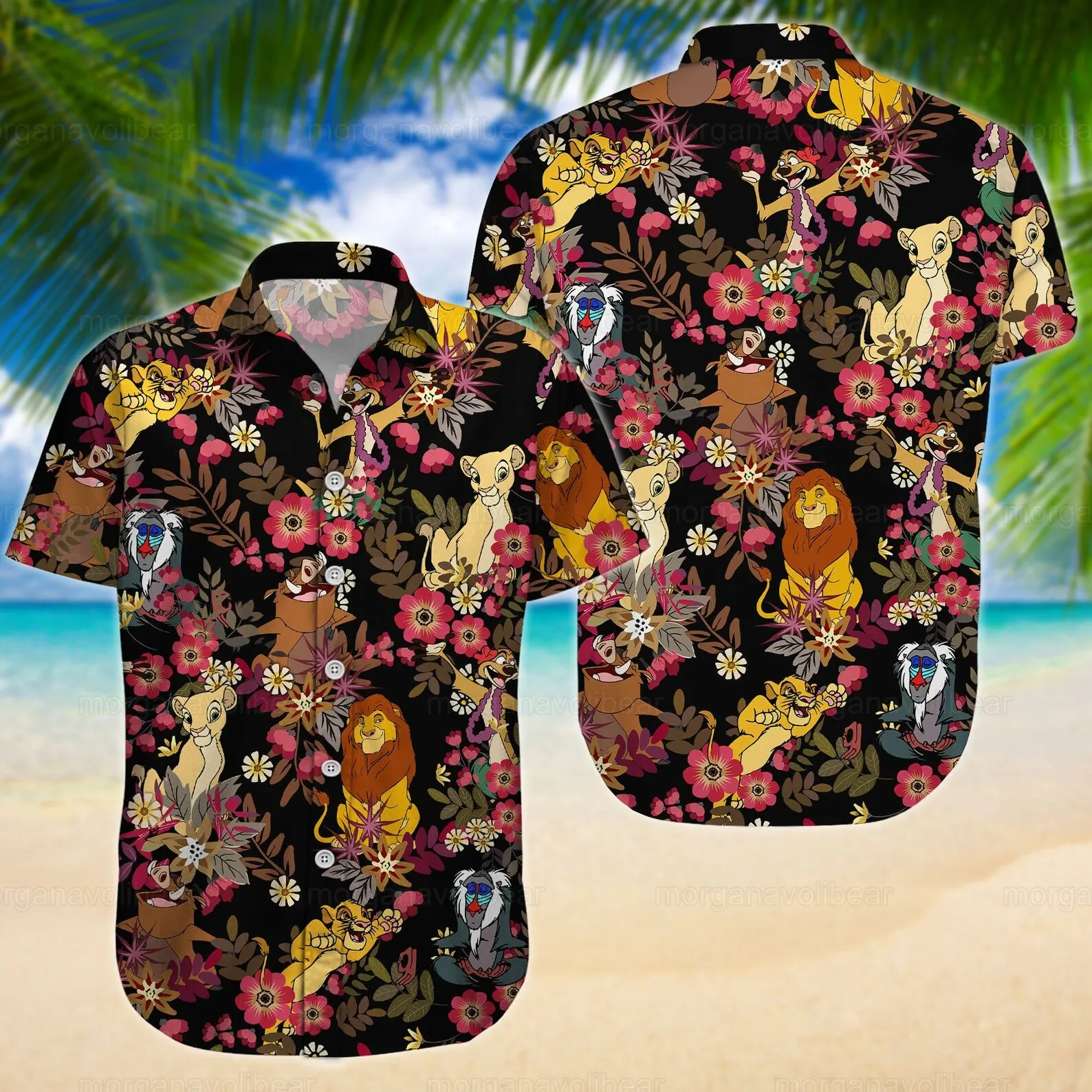 The Lion King Simba Hawaiian Shirt Men Women Summer Short Sleeve Button Up Shirt Casual Beach Shirt Disney Hawaiian Shirt Top