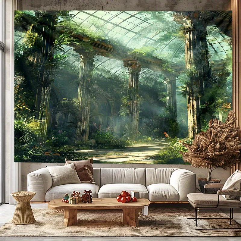 Magic Garden Tapestry Wall Hanging-Lush Jungle Scene Nature Inspired Decorative Tapestry for Bedroom and Living Room