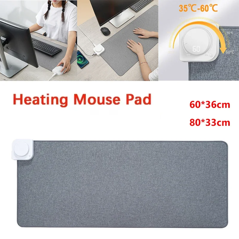 Electric Heat Mouse Pad Table Mat Display Temperature Heating Mouse Pad Keep Warm Hand For Office Computer Desk Keyboard Winter