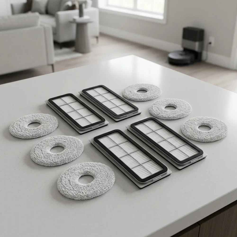 Replacement Filter and Mop Pad Set for Cecotec For Conga For X50 X Vacuum 4 Filters 6 Pads for Hard Floor Maintenance