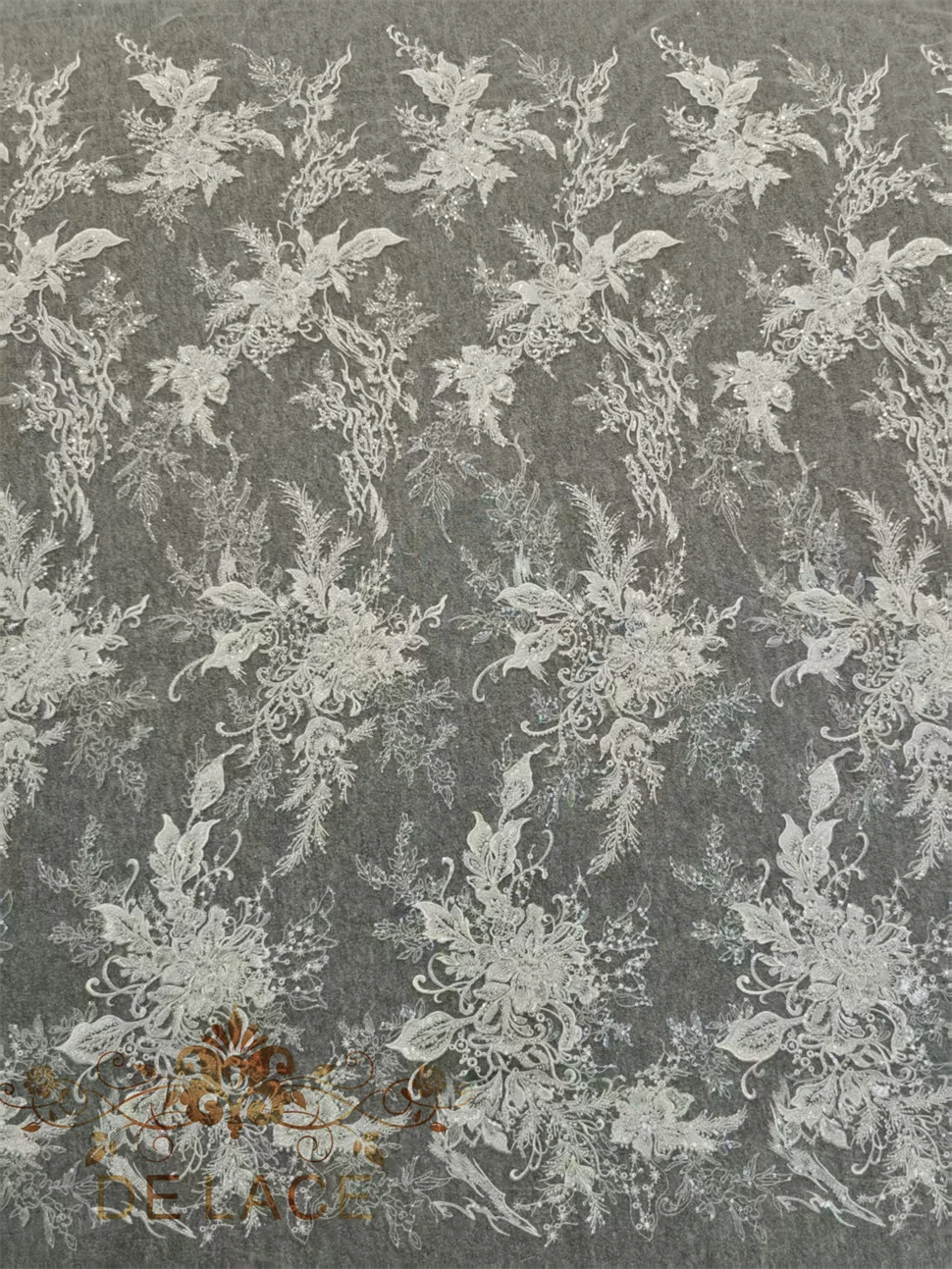 JZQ 럭셔리 헤비 비즈 레이스 플로럴 자수 반짝이는 스팽글 원단 웨딩 드레스 고품질 레이스 원단