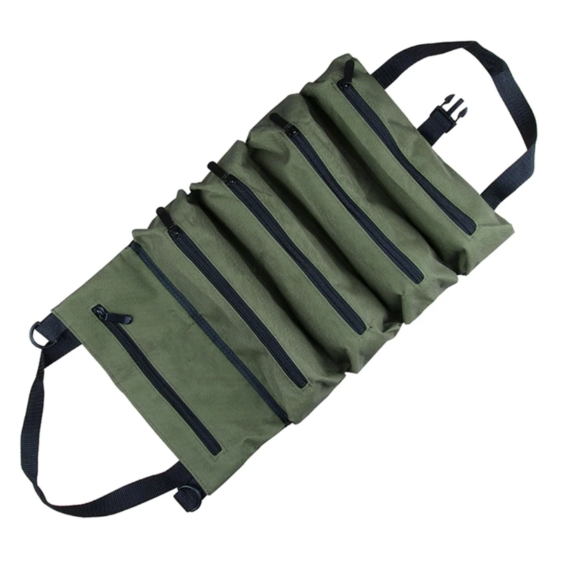 Borsa per attrezzi arrotolabile, rotolo per chiave inglese, secchiello per per attrezzi in tela, riparazione