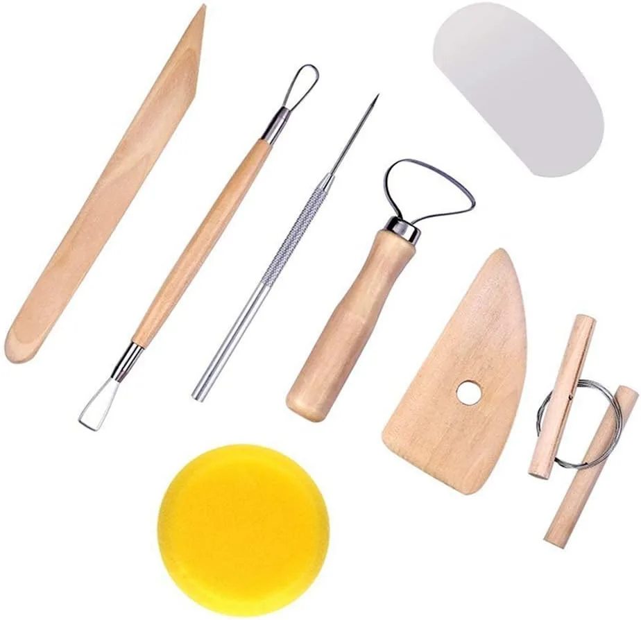 8Pcs/set Cold Clay Ceramics Molding Tools Wood Knife Pottery Tool Kit Practical Sculpting Cutters for Polymer Clay Modeling Tool