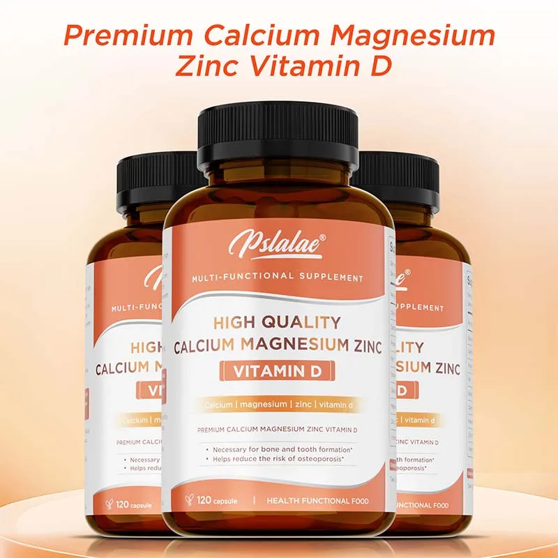 

Calcium Magnesium Zinc Capsules - with Vitamin D3 To Support Immune ,Bone,Teeth, Nervous System & Muscle Health, Non-GMO