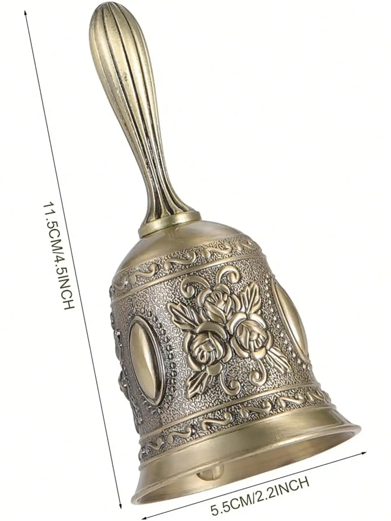 2 Pieces of Vintage Embossed Brass Hand-Cranked Ritual Bells, Antique-Style Hand-Held Bell for Summoning Spirits, Taoist Ritual Bell for Attracting Souls, Buddhist Altar Offering, Tabletop Ornament, Craft Gift Item