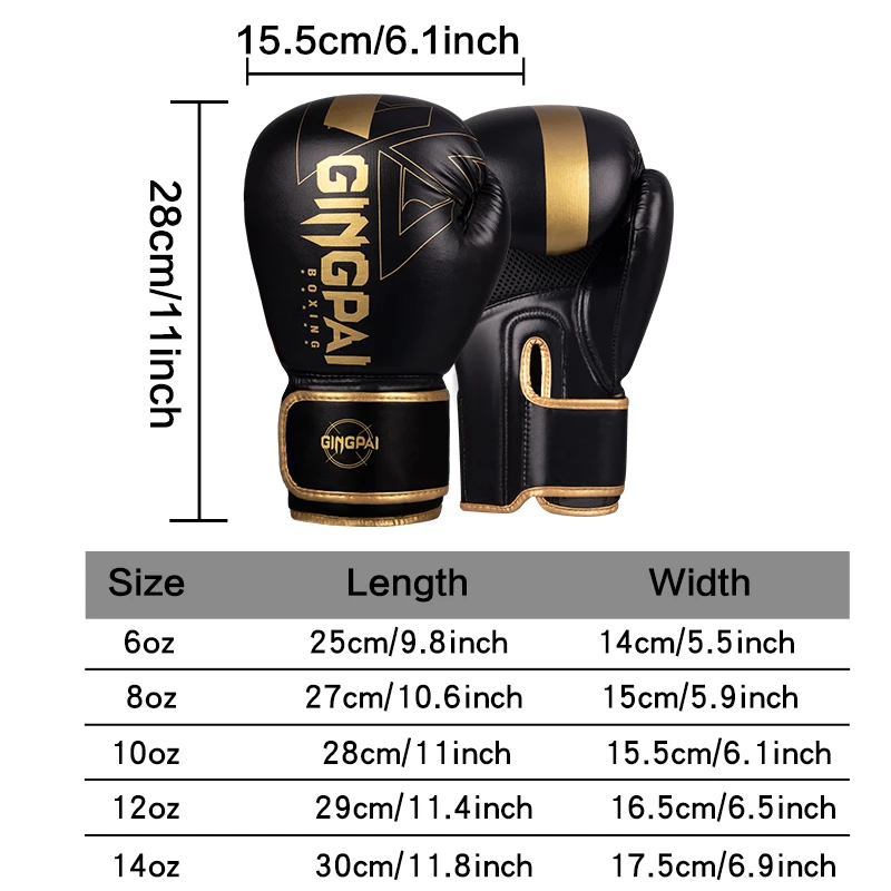 Professionelle 6/8/10/12/14oz Boxhandschuhe PU Muay Thai MMA Beruf Kickboxen Erwachsene Sandsack Trainingshandschuhe Ausrüstung – Detail 2