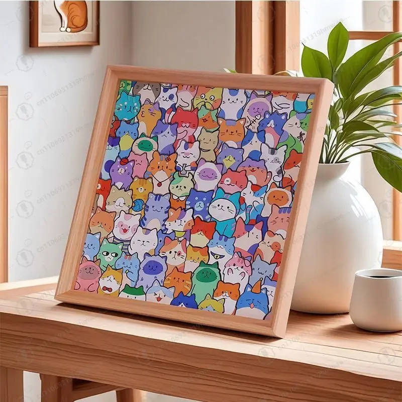 Cat Wooden Special-shaped Hand-painted DIY Puzzle Can Be Colored and Decompressed Puzzle Birthday Gift