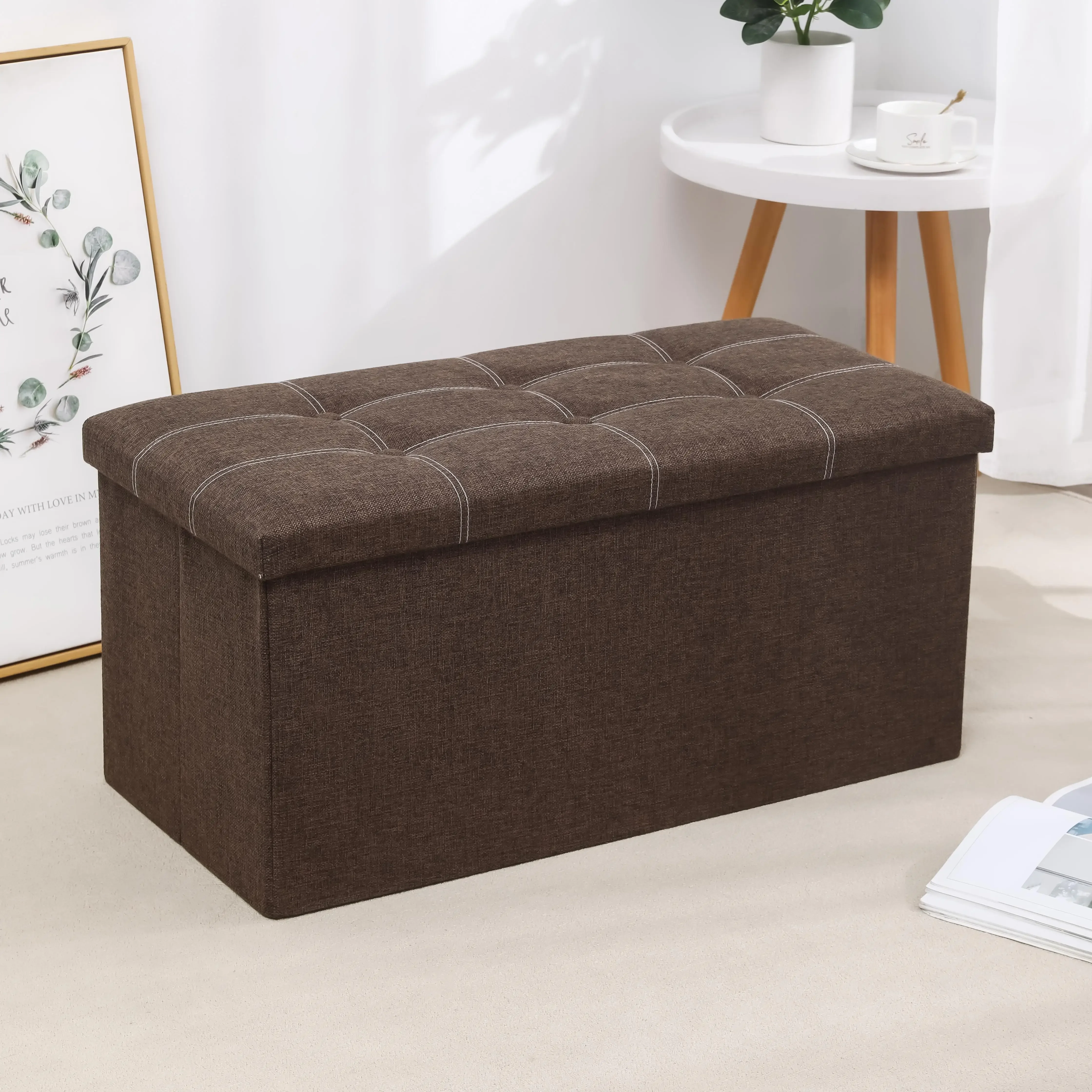 

Folding Ottoman Bed for Bedroom Multifunctional Furniture Stool with Storage Bench Organizer Linen shoe bench