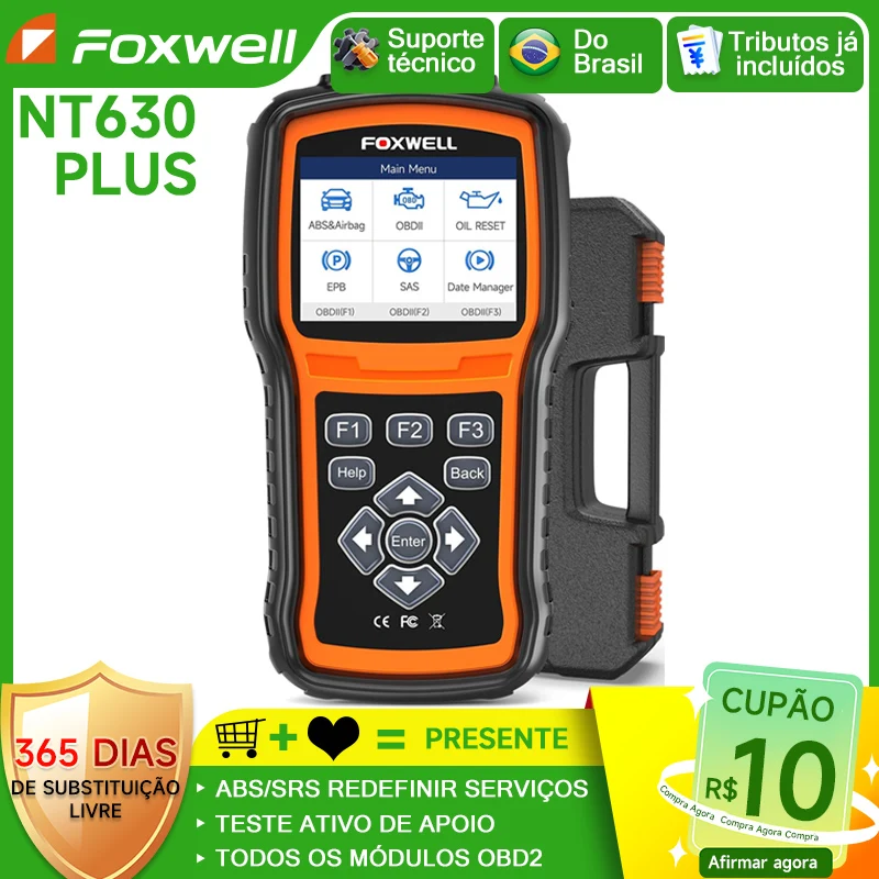 FOXWELL NT630 Plus ABS SAS OBD2 Car Scanner Diagnostic Tool with ABS Light Reset/SAS Adjustment/Oil Light Reset/EPB Service