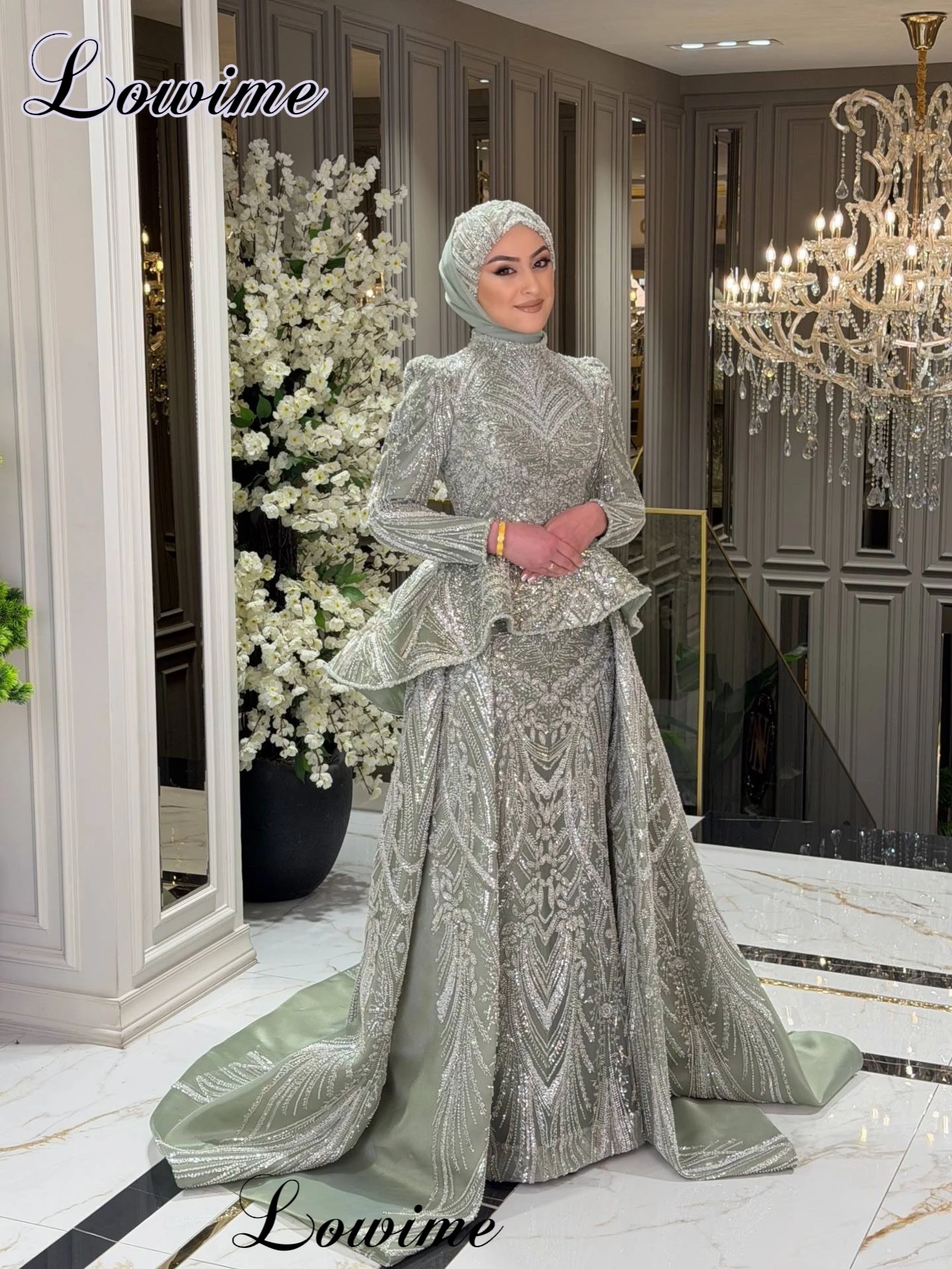 

Formal Muslim Evening Dresses Middle East Long Sleeves Wedding Party Dresses Engagement Dresses robes de soirée Customized
