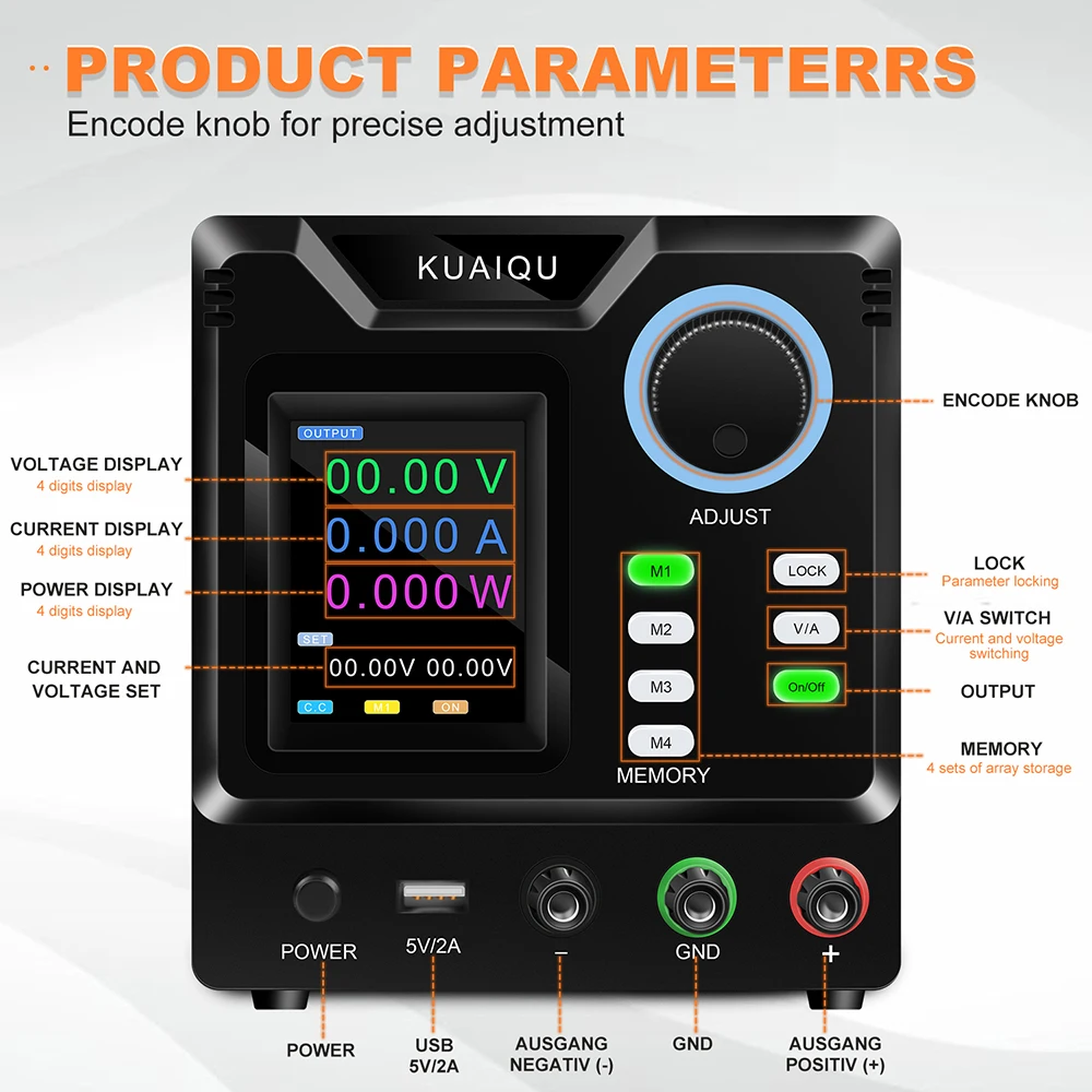 KUAIQU SPPS-D6001 600V1A 200V 120V 60V DC Power Supply Laboratory Teaching Chemical Plating and Electrolysis Color Lcd