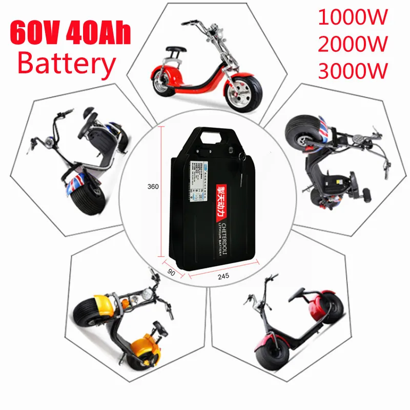 60v Rechargeable Citycoco Batterie Electric Bicycle Bike Li Ion Battery 60V 20Ah 40Ah Ebike Lithium Battery Pack Customized