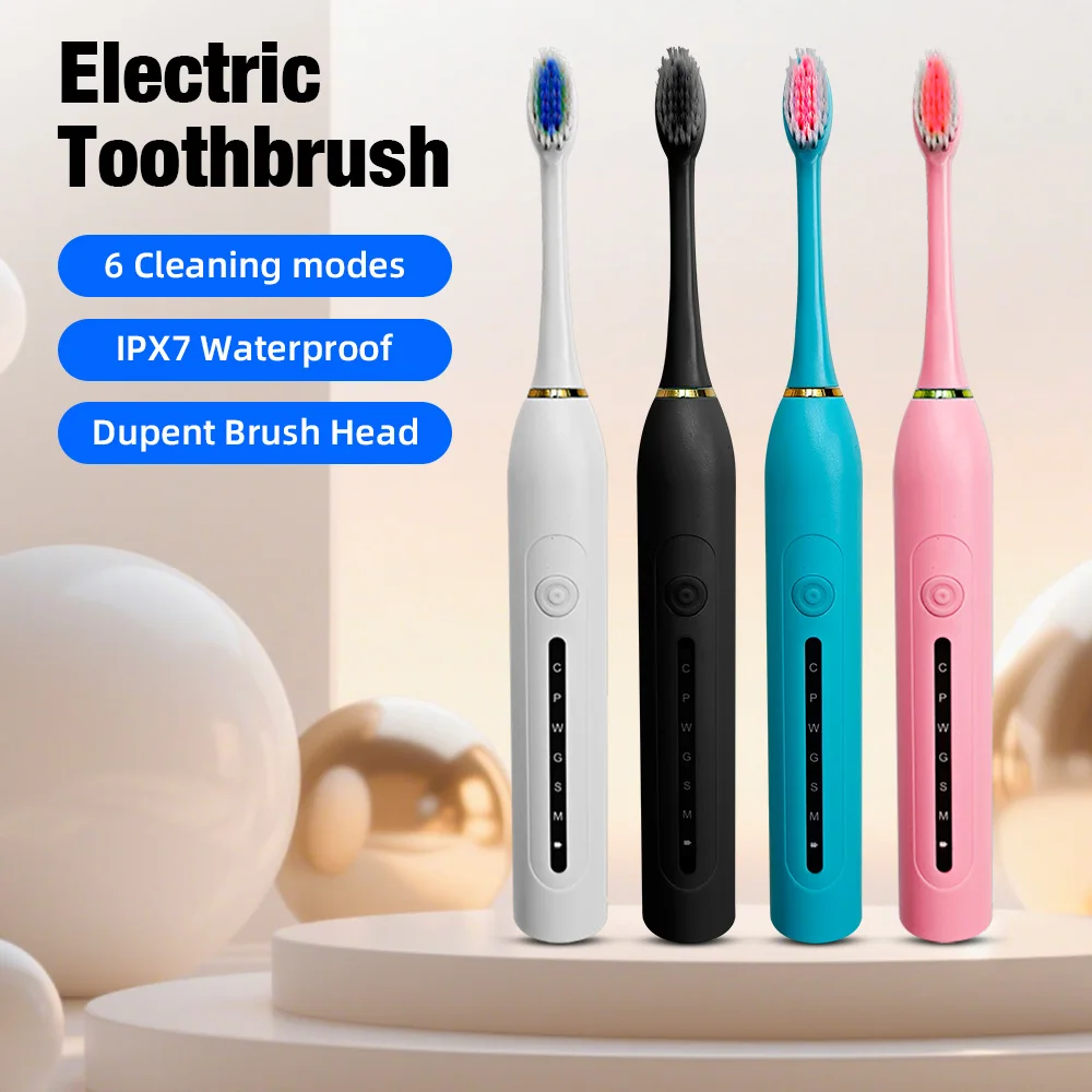 TOWODE Smart Electric Toothbrush Timing Tooth Brush USB Rechargeable Teeth Clean Whitening Sonic Toothbrush With Replacement