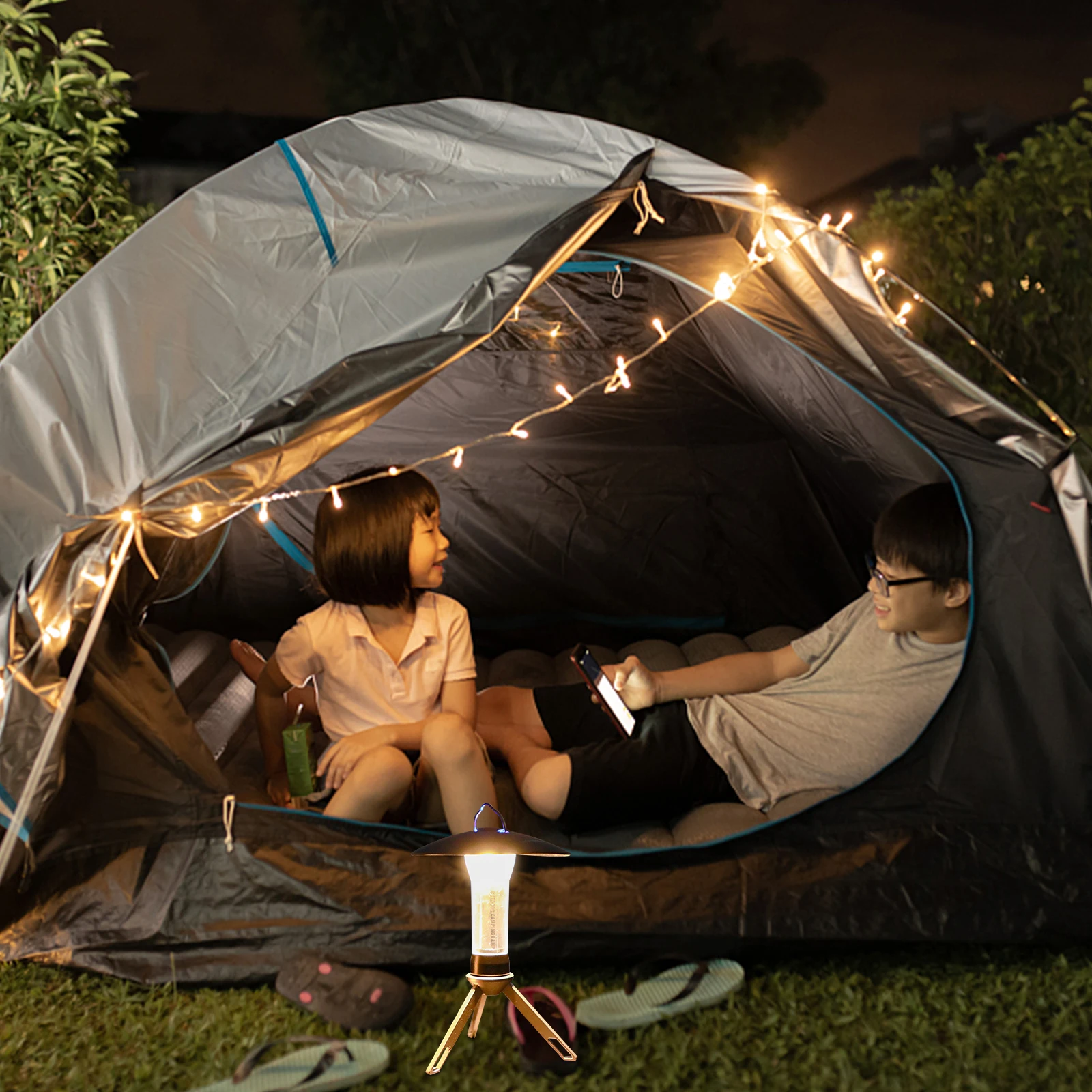 

Rechargeable LED Tent Light 3 Modes Portable Camping Lantern Lightweight Durable Outdoor USB Powered Emergency Lamp for Hiking