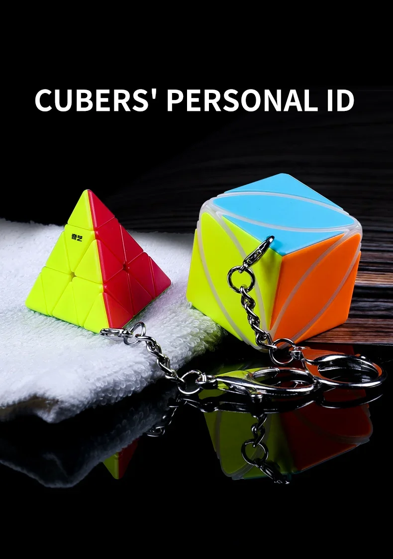 [Picube] QiYi Ivy Keychain Key Ring Cubes 3x3 Puzzle Magic Cube Pyramid Maple Leaf Bag Ornament Educational Toy Fidget Toys