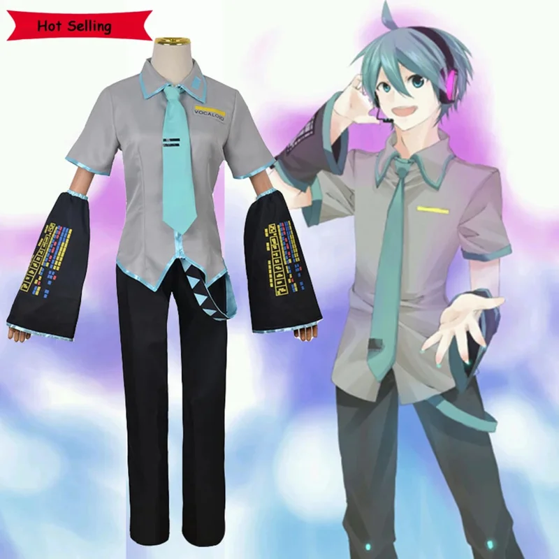 アニメボーカロイドミクコスプレ衣装日本初心者将来ミクコスプレ男子学生制服ハロウィンカーニバルパーティーブルーかつら