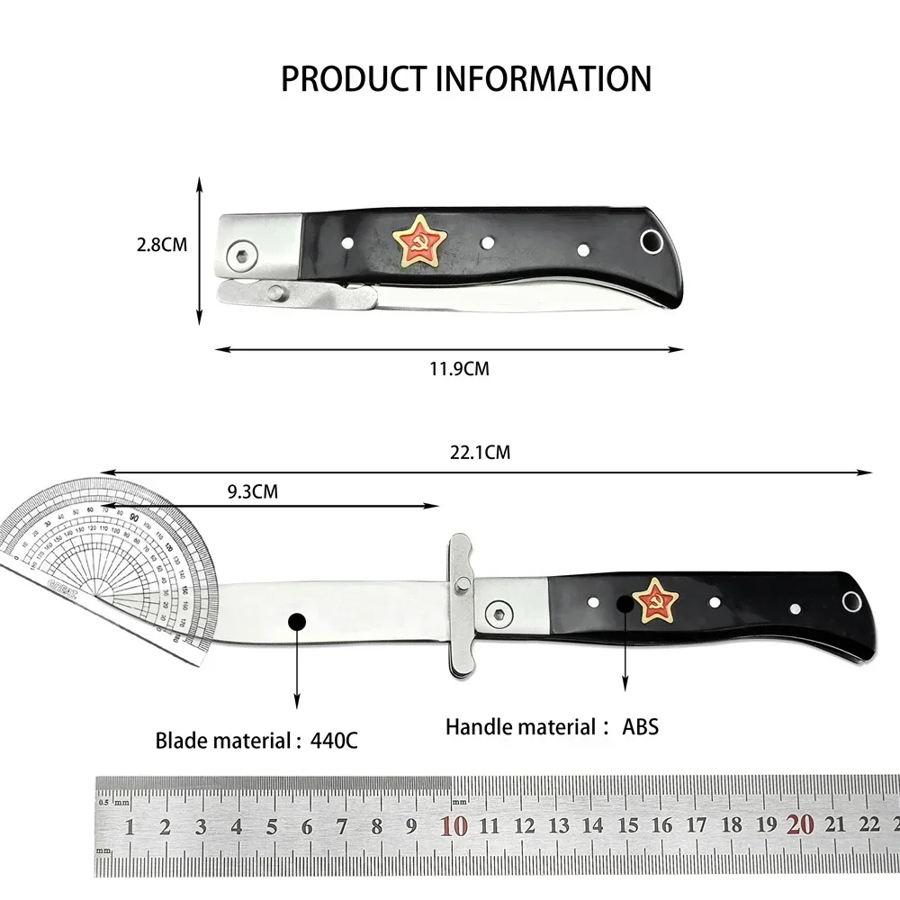 Russian Finka NKVD Pocket Folding Knife 440C Blade ABS Handle Outdoor Hunting Camping Tactical Knife EDC Portable Tool