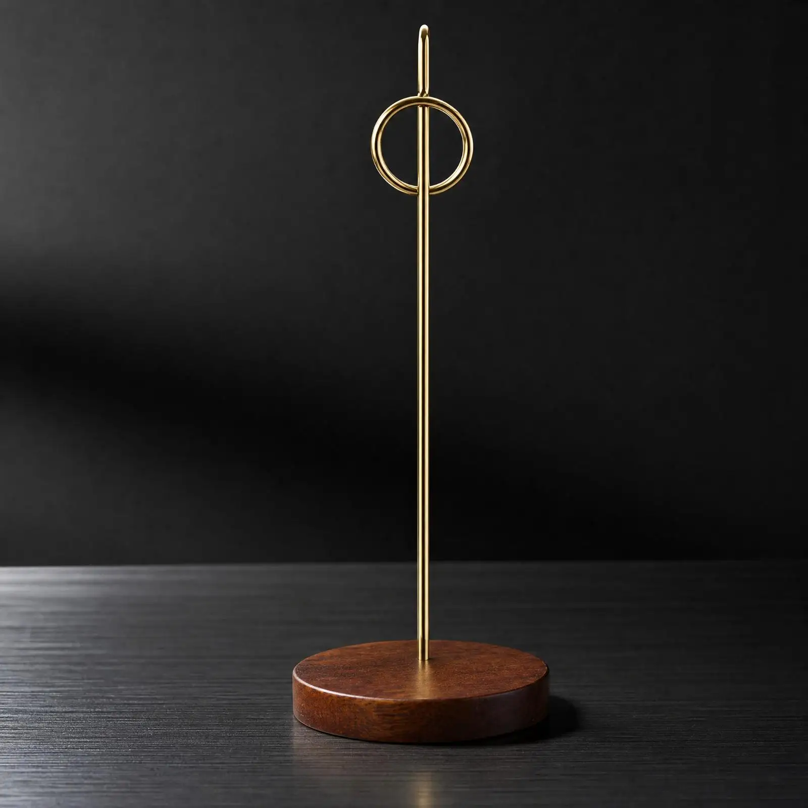 Minimalist Memo Clip Stand for Photos and Cards Compact Walnut Wood Base Desk Organizer for Home Office