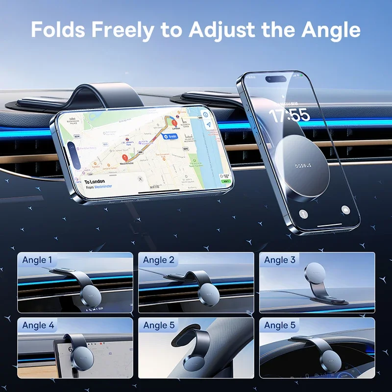 Baseus Magnetic Car Mobile Phone iPhone Holder Easy Paste Mount Stand Phone Holder for iPhone 13 14 15 Dashboard Center Console