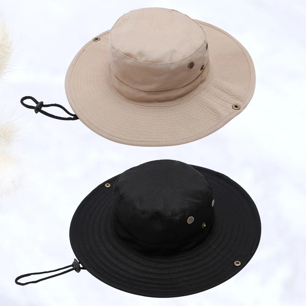 

2Pcs Camouflage Sun Hat for Men Outdoor UV Protection Cap Fishing Hat Lightweight Breathable Sunhat Practical Long Use