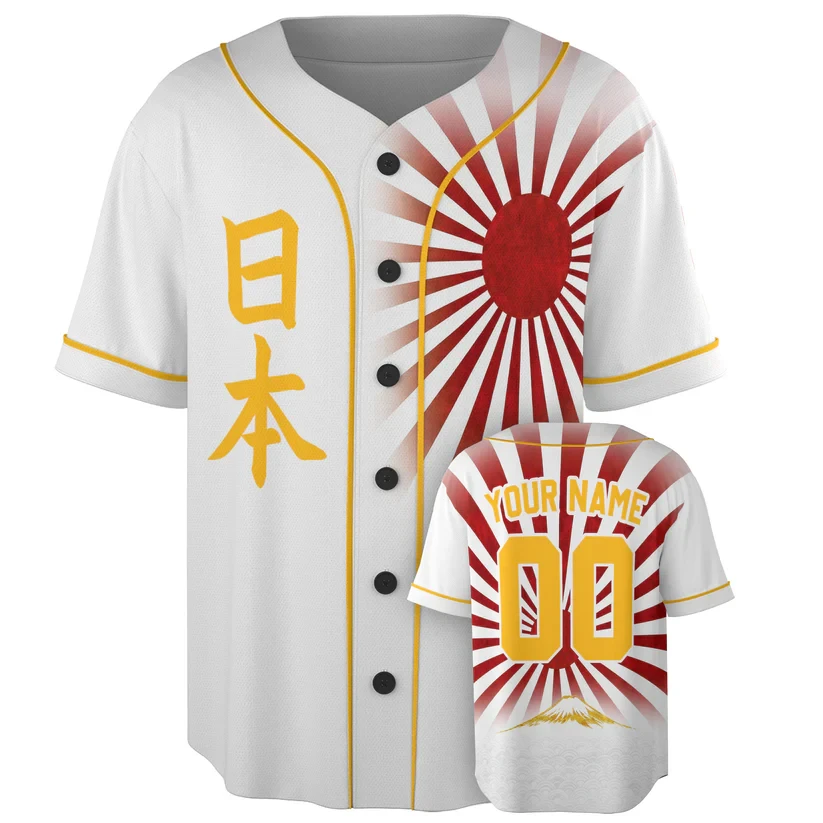 Custom Japan Baseball Jersey Personalized Name Number Print Sporty Patriotic Casual Tops Wholesale Dropshipping Fast Delivery