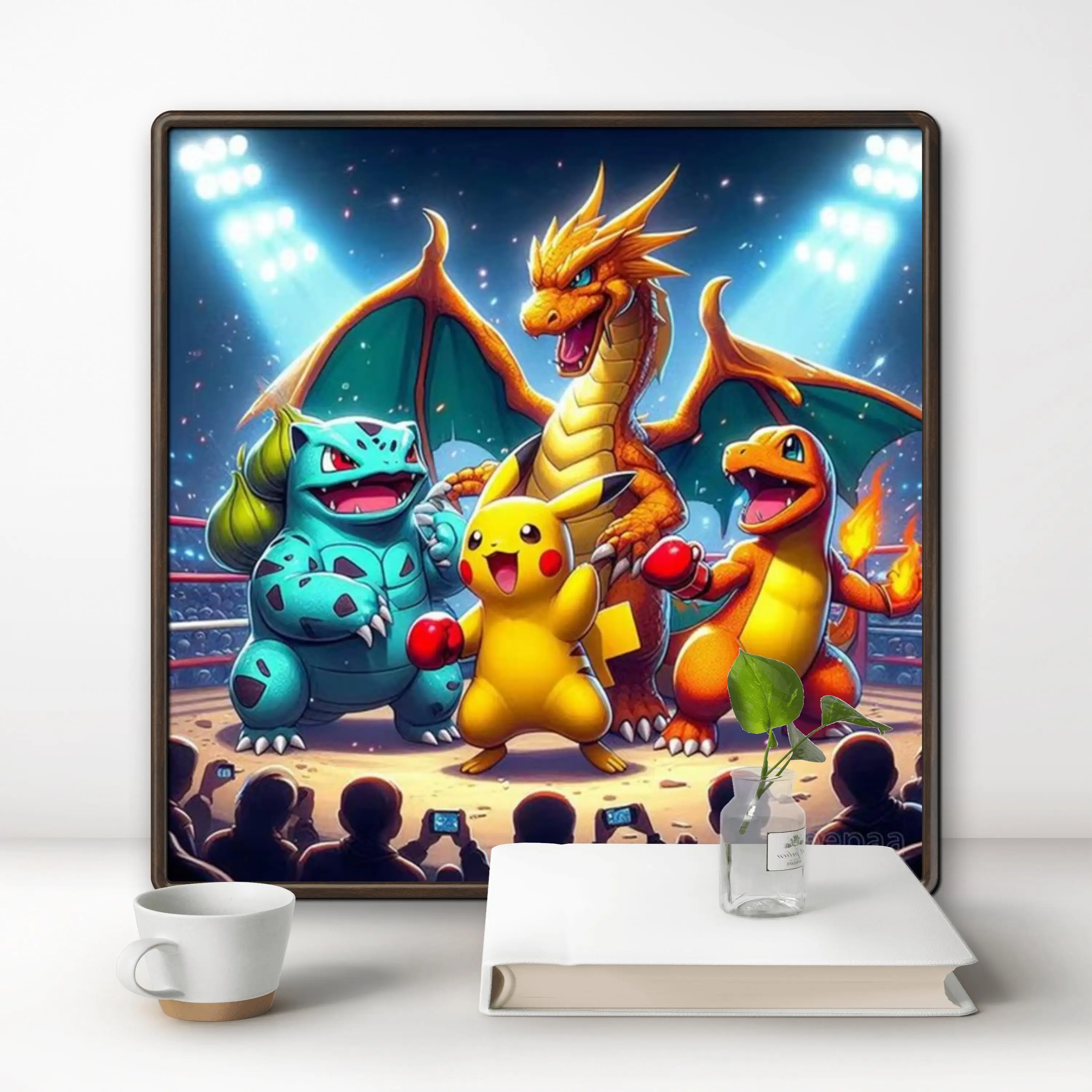 Pokemon Pikachu Charizard Dragon Fighting Anime Diamond Art Painting 5d Funny Charmander Bulbasaur Cartoon Cross Stitch Decor