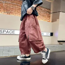 Spring Summer Boys Retro Cargo Pants Teenage Children Clothes Casual Sport Pants Boys Fashion Large Size Sweatpants Harem Pants