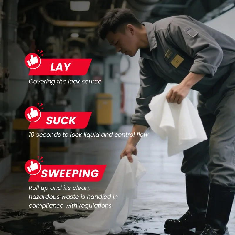 

BOZZYS 4mm Oil Absorbent Mats for Gas Stations Workshops Factories Marine Hydraulic Cutting Oil 144L Capacity 100pcs Box