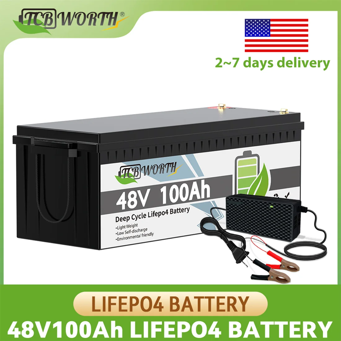

48V 100Ah LiFePO4 Lithium Golf Cart Battery, Complete Upgrade Kit with Charger,Built-in 200A BMS,for Solar System,RV,Off Grid